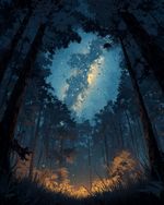Milky Way puzzle pack — a forest clearing at night with the Milky Way overhead